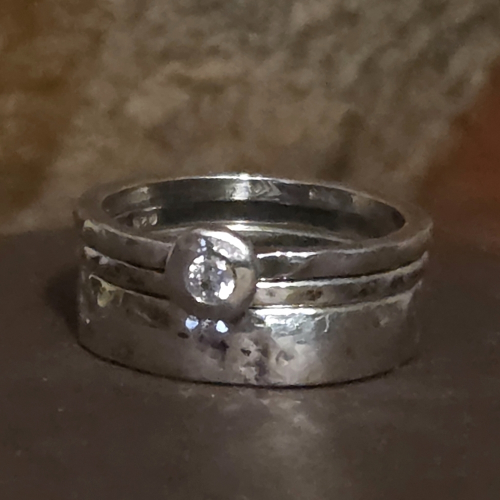 Silpada Sterling Silver & Zirconia Stacking Rings - Picture 7 of 15